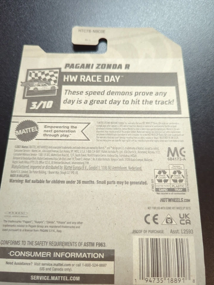 Hot Wheels Pagani Zonda HW Race Day 3/10 R 99/250 Rojo Foto 2 de 2