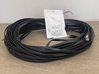 Jadaol Flat Black Ethernet Cable 100ft Male to Male with Clips - New w/o box
