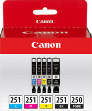 New Genuine Canon PGI-250 CLI-251 Black Color 5PK Ink Cartridges