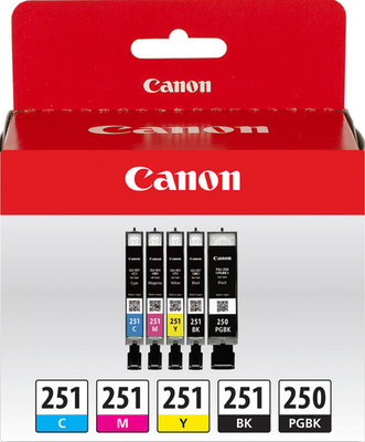 New Genuine Canon PGI-250 CLI-251 Black Color 5PK Ink Cartridges