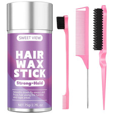 Hair Wax Stick Brush Set for Smooth Styles, Tame Flyaways Frizz