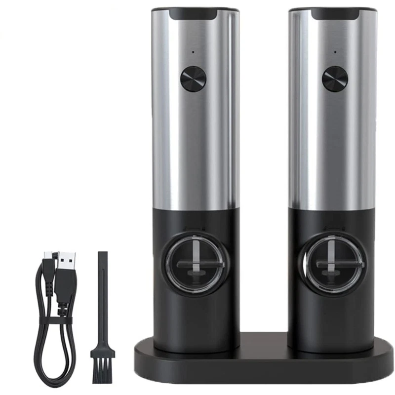 Rechargeable Electric Salt and Pepper Grinder Set Automatic Salt Pepper Mill Set