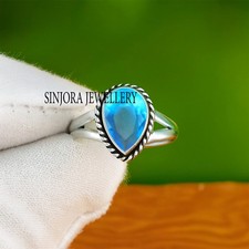 Blue Topaz Gemstone 925 sterling silver handmade Gift Ring US size 5 to 13