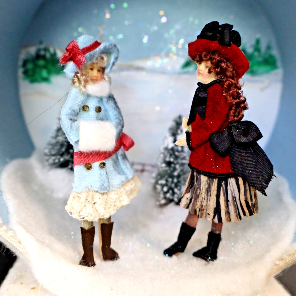 ÚNICO artistas Joann Roberts & Mikki O'Hara miniatura muñeca de papel escena en muñeco de nieve Foto 2 de 4