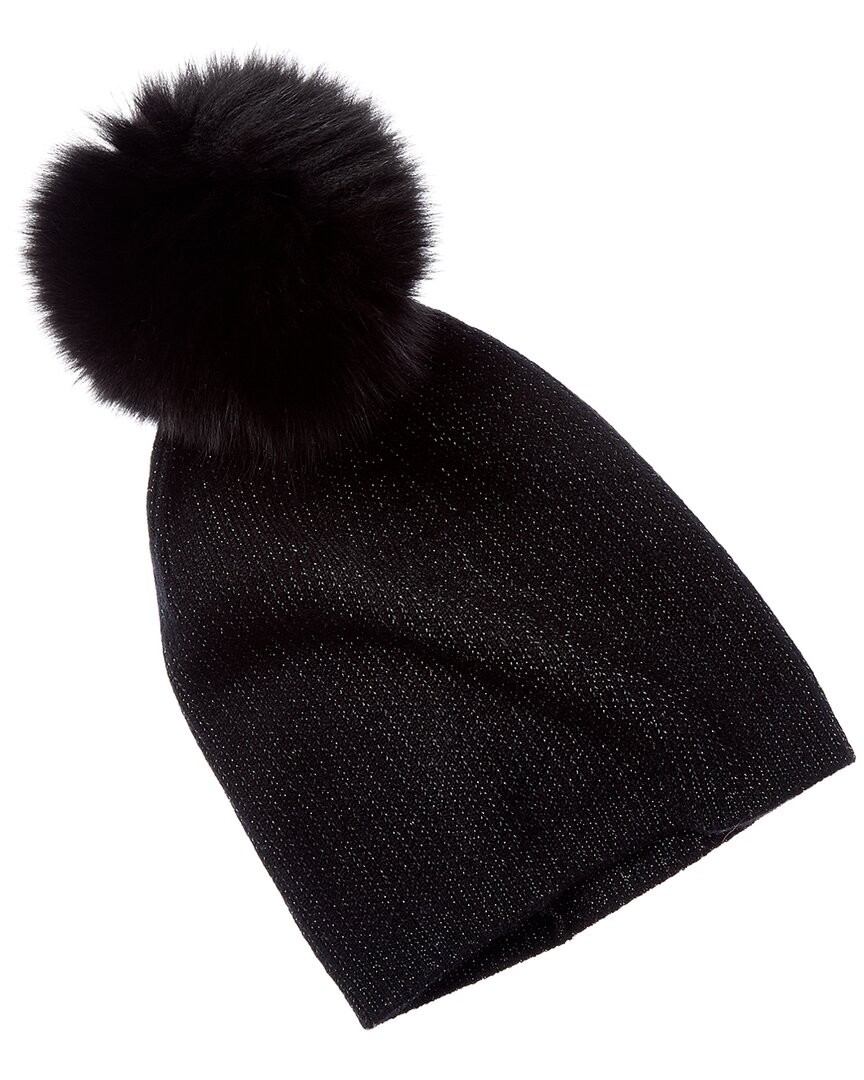 Sofiacashmere Lurex Rib Cashmere Hat Women's Black