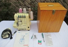 SINGER 14U 234B SERGER SEWING MACHINE WITH MANY ACCESSORIES AND CASE