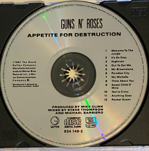 Guns N' Roses – Appetite For Destruction CD 1987 - Picture 3 of 3