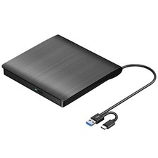 ROOFULL External CD DVD Drive USB 3.0 Type-C CD/DVD Reader Writer Burner Exte...