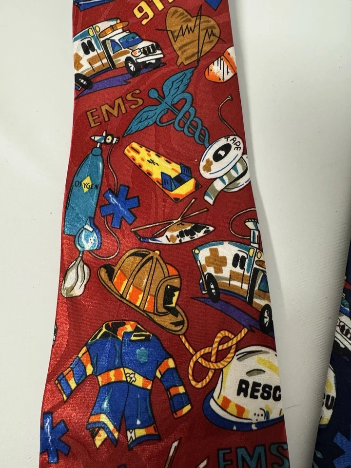2 Fratello EMS 领带男式紧急响应者 911 医疗领带红色和蓝色 — 第 2/4 张图片