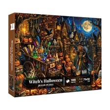 Halloween Puzzle 1000 Pieces, Witch's Halloween Art, 27.6 x 19.7 in