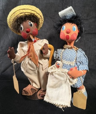 Collectible Vintage Oil Cloth Handmade/Hand-painted Dolls from Mexico (A1)