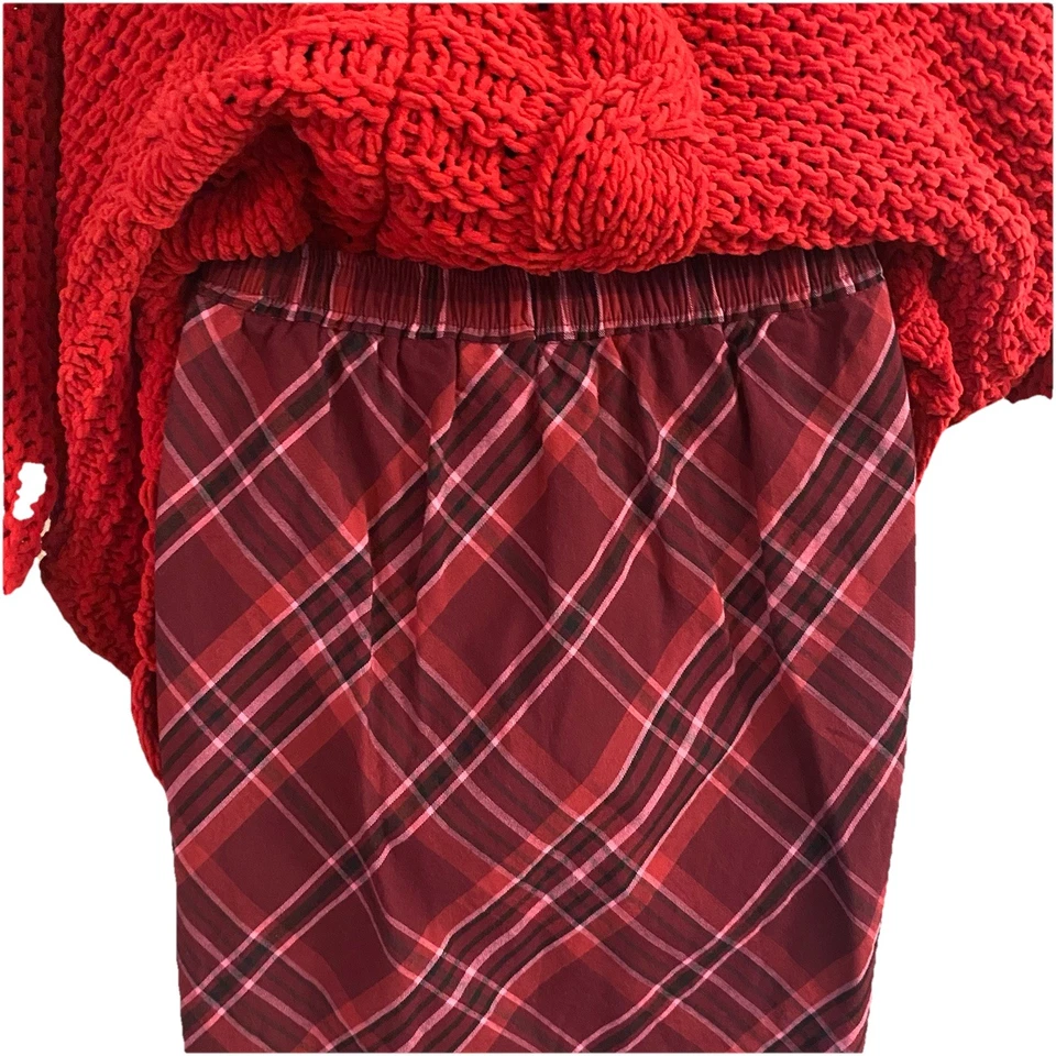 Falda Vintage Mujer XL Roja Cuadros Midi Cápsula Tartán Preppy Retro Suroeste Foto 4 de 4