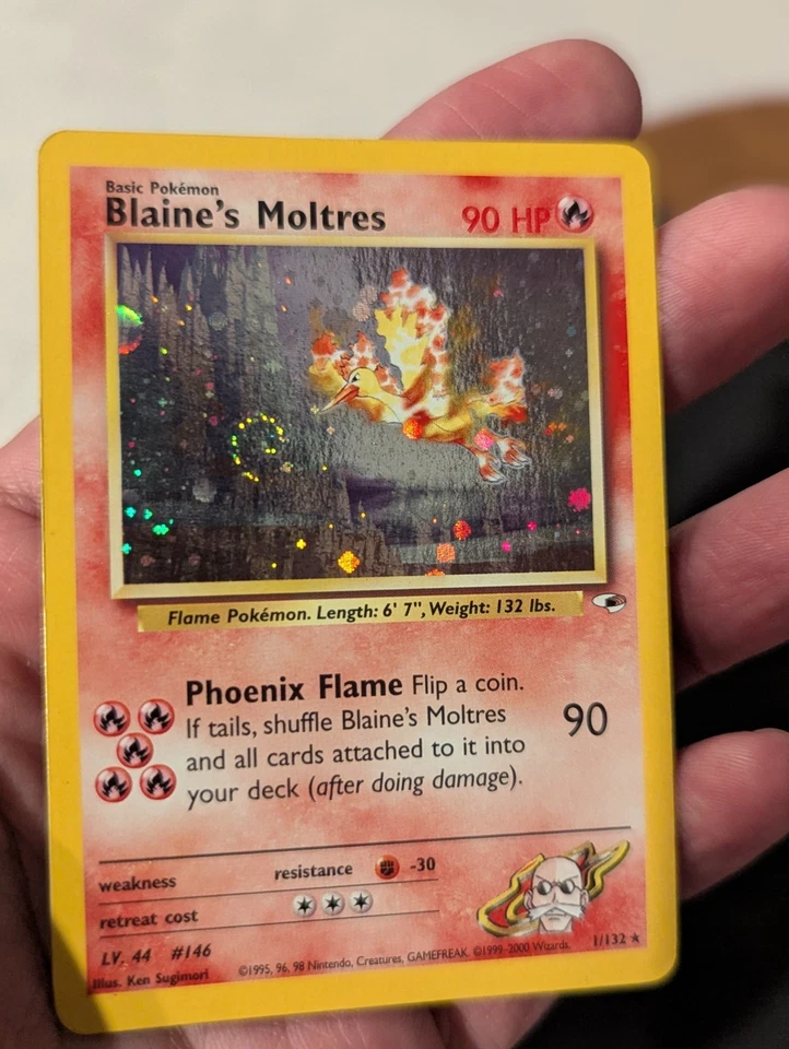 Blaine's Moltres 1/132 Gym Heroes Swirl Pokemon Tcg WOTC LP+ 🌀🌀 - Image 3 of 4