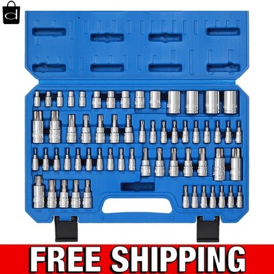 Durable 60-Piece Torx Socket Set - E4-E24, T6-T70, TT6-TT70, TP8-TP60 Included