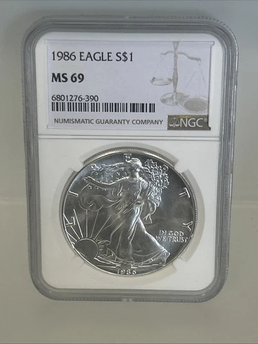 1986 American Eagle Silver Dollar Authentic NGC MS69 Rare Collectible Coin