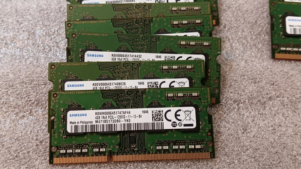 Lote de 14 Memorias para Laptop Samsung 4GB 1Rx8 PC3L-12800S- M471B5173DB0-YK0 Foto 2 de 4