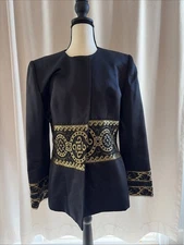 Victor Costa Black And Gold Blazer Size 14 Made With Pride In The Usa Vintage