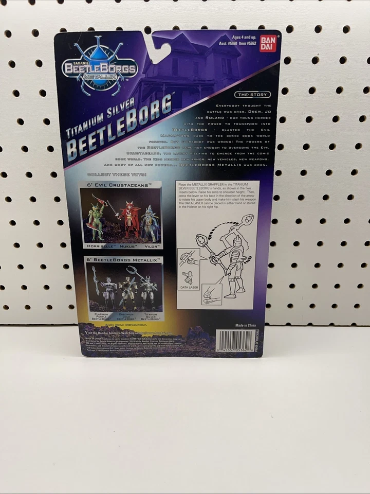 "Figura de acción Bandai vintage 1997 Beetleborgs Metallix titanio plata 6"" se mueve" Foto 4 de 4