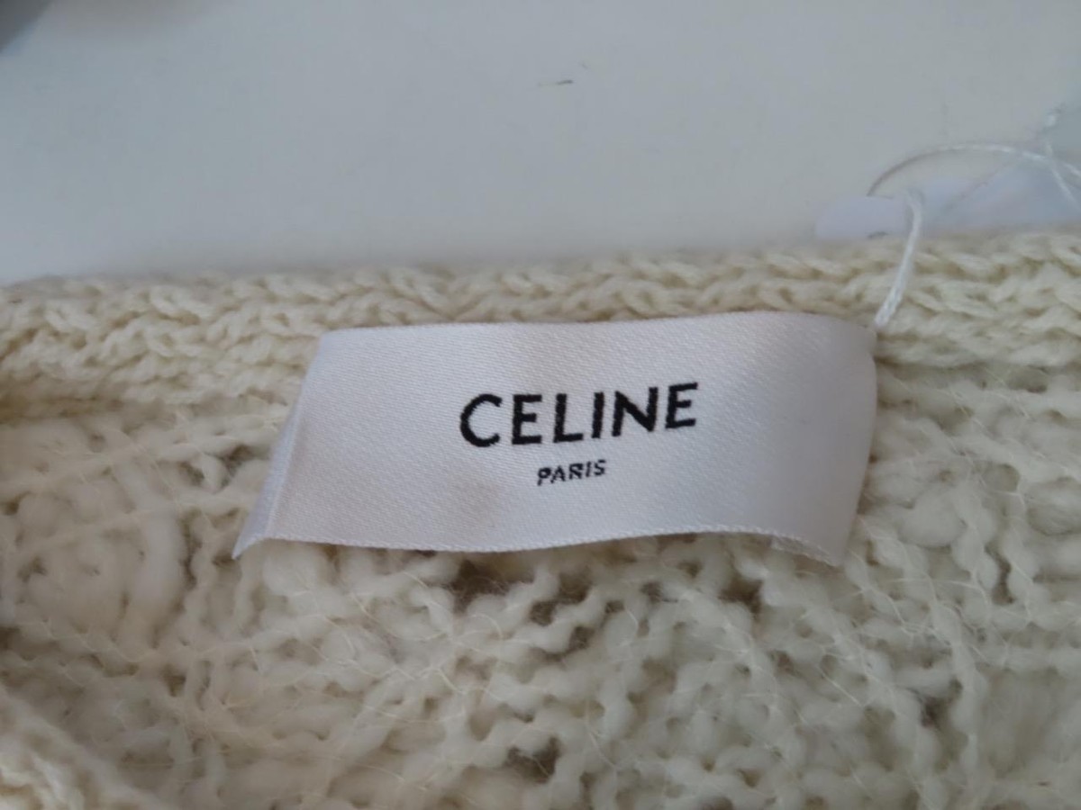 NWT CELINE Off White Cornelly Crochet Knit Cardigan Sweater