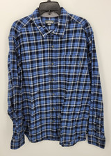 Eddie Bauer Shirt Mens XXL 2XL Blue Plaid Long Sleeve Flannel Button Up Outdoor