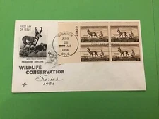 U.S 1956 Gunnison Wildlife Conservation  FDI Block of Four Stamps Cover R42445