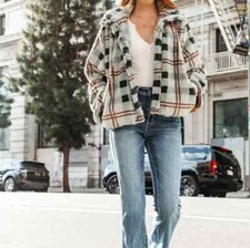 Vici Yosemite Adventures Plaid Teddy Jacket Sage New Size Xl