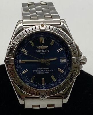 BREITLING A10350 WINGS AUTOMATIC 38mm SS BLUE DIAL WATCH. | eBay