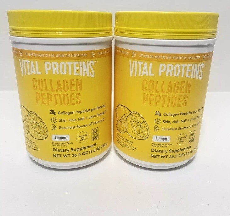 Lot Of 2 Vital Proteins Collagen Peptides Lemon 26.5 oz. each Exp. 04/2025