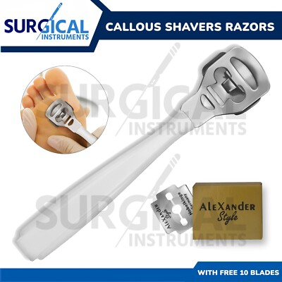 Callous Shavers Razors W/10 blades Foot Hard Rough Skin Corn Remover Tool  White