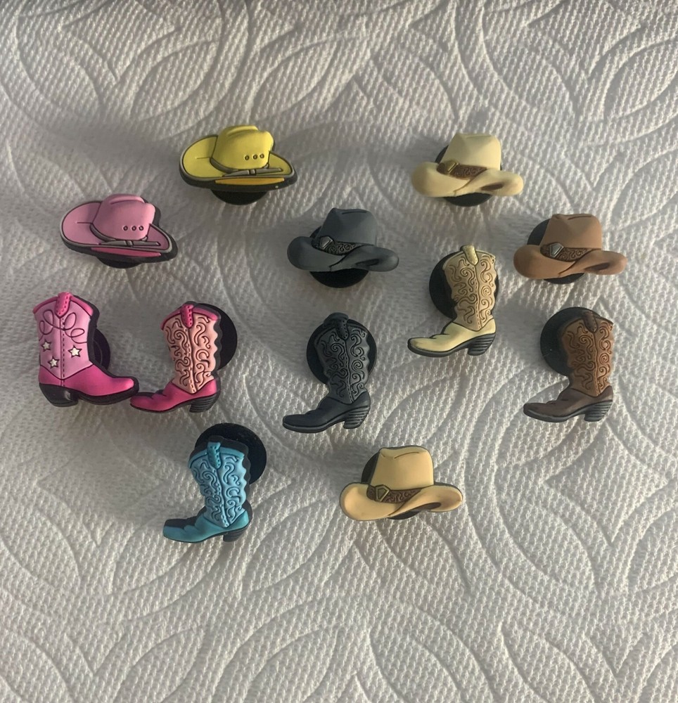 Cowboy Jibbitz Shoe Charms for Crocs Featuring Hat & Boot Designs