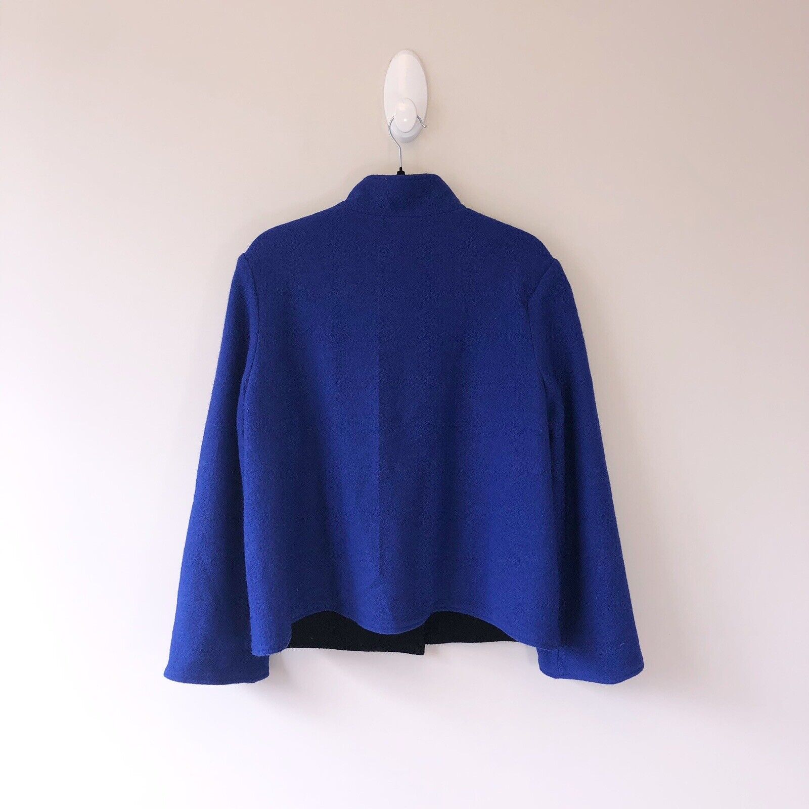 Chico’s Boiled 100% Wool Jacket Blazer Blue Artsy… - image 2