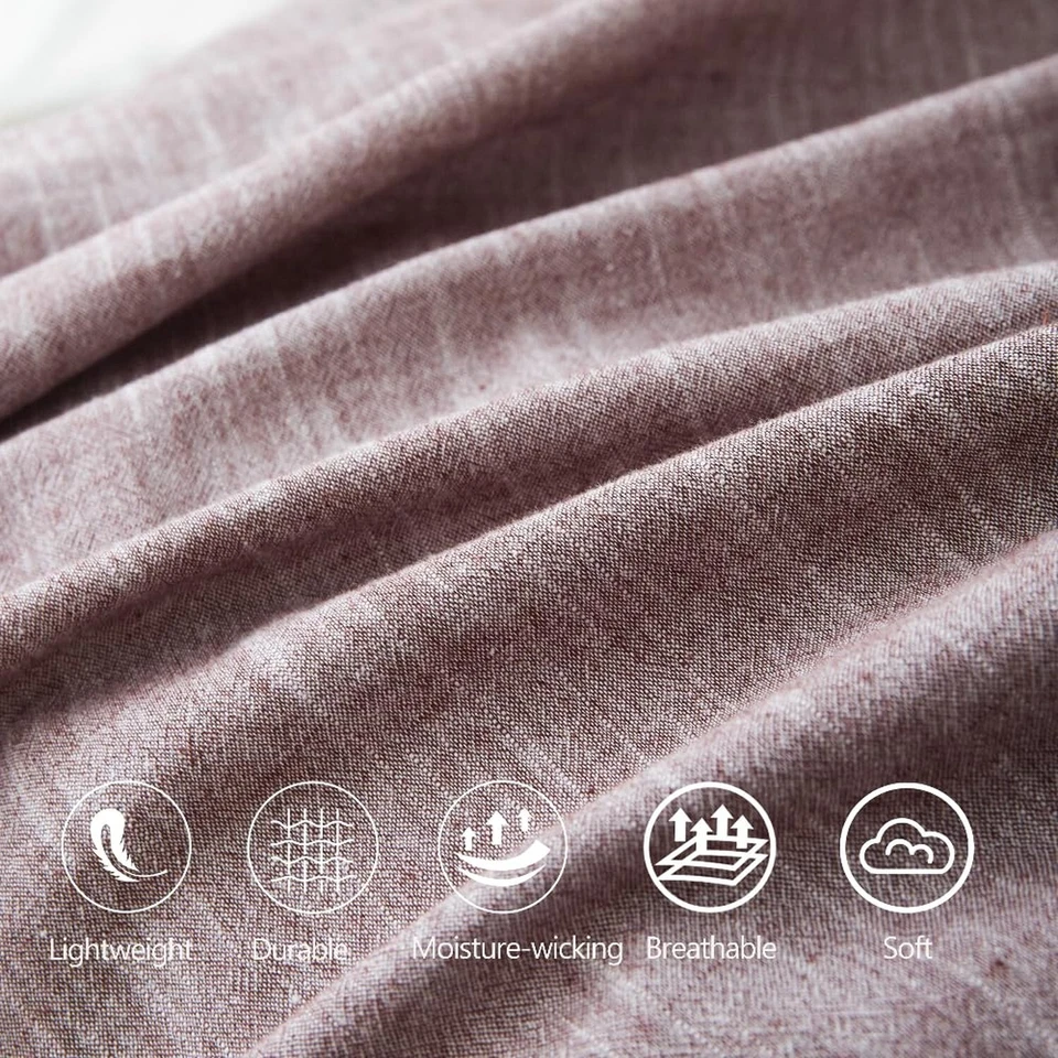 Juego de funda nórdica de algodón/lino lavado a la piedra (chocolate, king) chocolate Foto 3 de 4