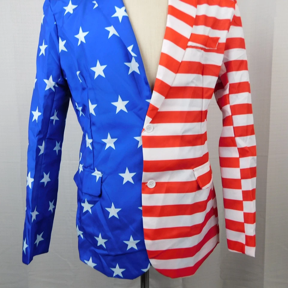 Traje y corbata Suitmeister Slim-Fit bandera estadounidense novedad 42-44 grande #2480 Foto 4 de 4