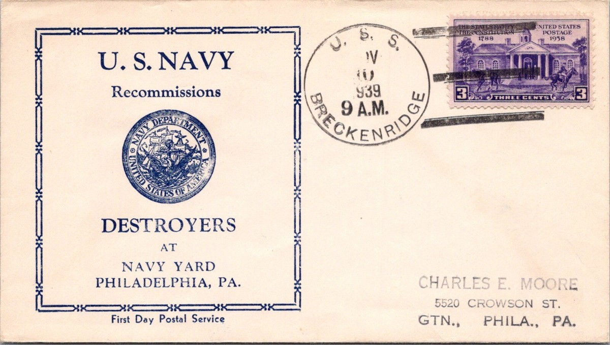 USS Breckenridge 1939 - US Navy Recommissions Destroyers - Phila