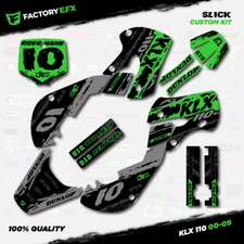 Gray & Green Slick Racing Graphics Sticker Kit fits Kawasaki KLX110 00-09 Decals