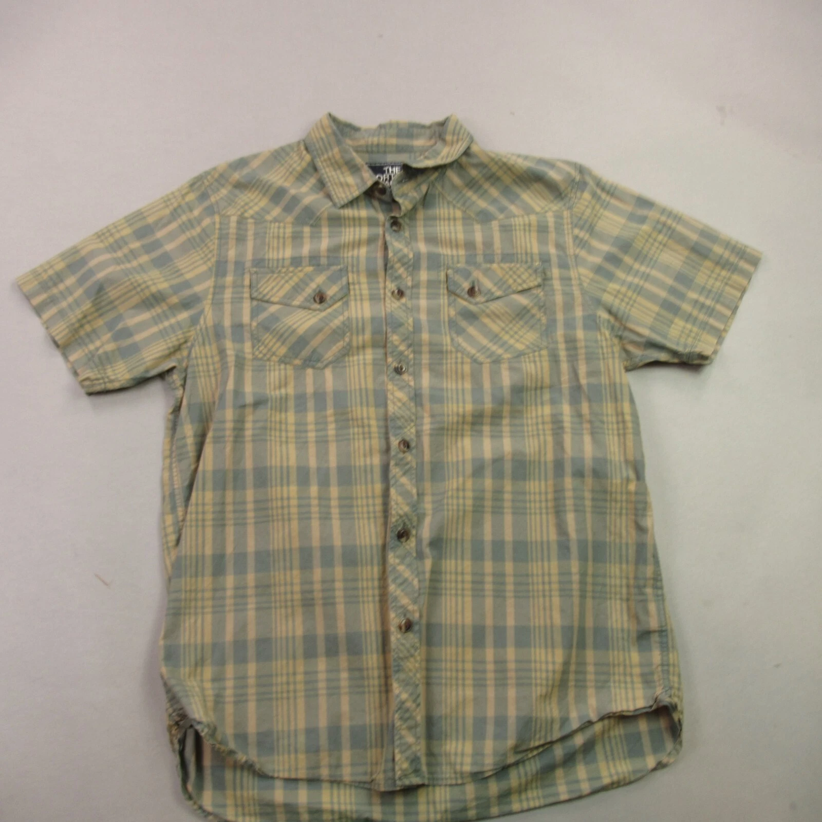 North Face Shirt Mens Large Long Sleeve Plaid Pockets Button Front Lightweight