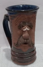 Vintage Studio Art Pottery 3D Stoneware Ugly Funny Face Mug Planter Pen Holder