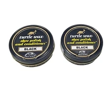 Set of 2 Vintage Turtle Wax Shoe Polish & Conditioner Black 1 1/8 oz Each *NEW*