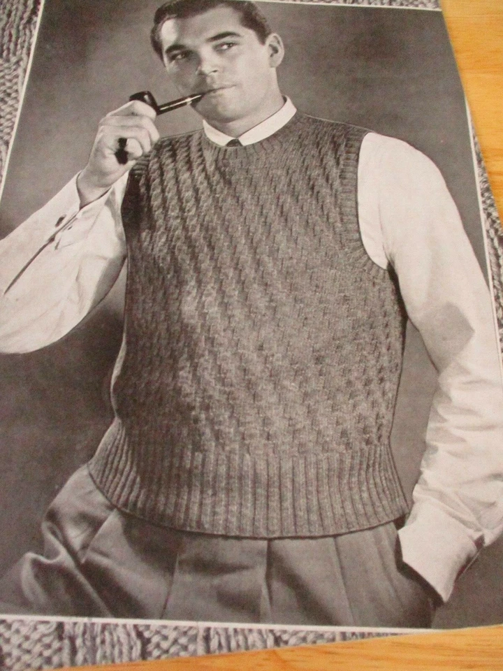 Fleisher's #74 c.1946 Hand Knitting Vintage Fashion Sweater Patterns for Men - Image 4 of 4