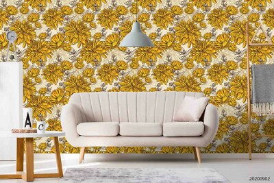 3D Retro Golden Floral Self-adhesive Removable Wallpaper Murals Wall 83
