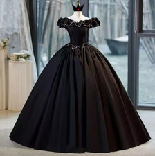 Black Wedding Dresses Princess Ball Gown Sweetheart Satin Sequined Crystal Bead