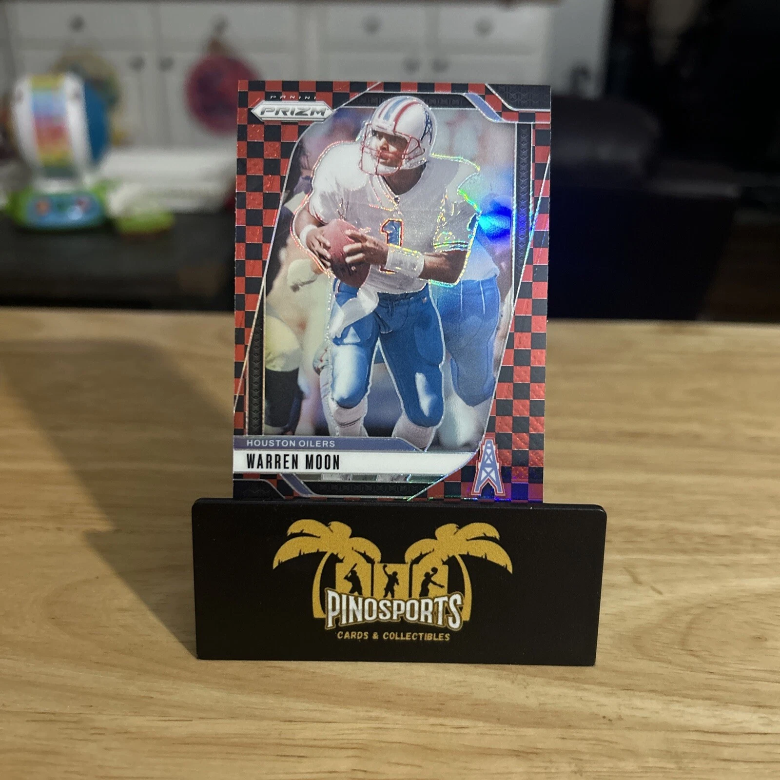 2024 Panini Prizm Warren Moon Checkerboard Red Black #298 Oilers