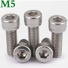 M5 304 Stainless Steel Hex Socket Cap Head Screws Full Thread Allen Bolts DIN912