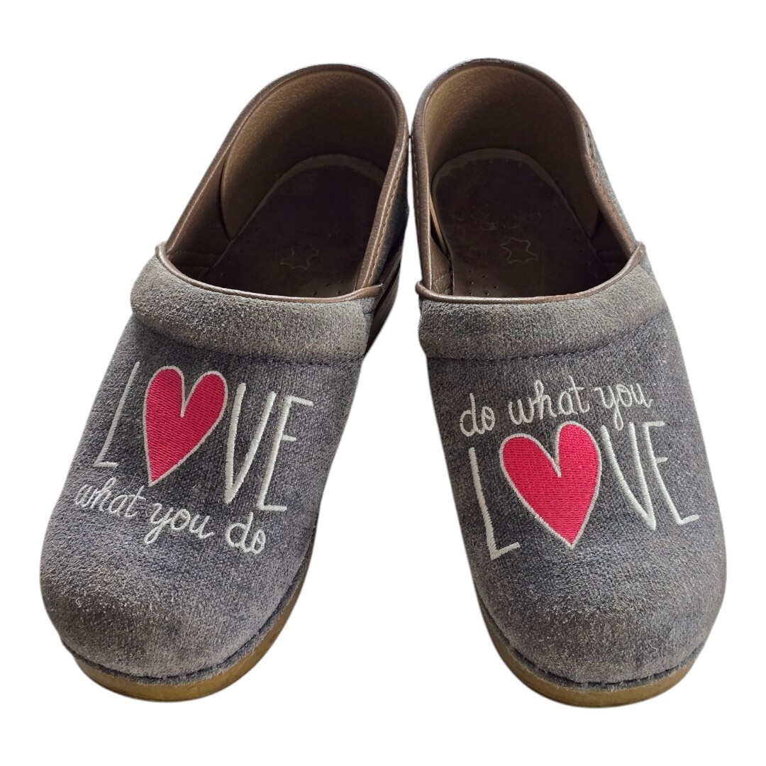 Dansko Clogs Women Sz 9(39) Nursing Love What You Do Professional Embroidered-image