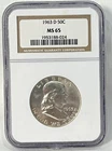 1963-D  NGC Franklin US Half Dollar  MS65  NGC