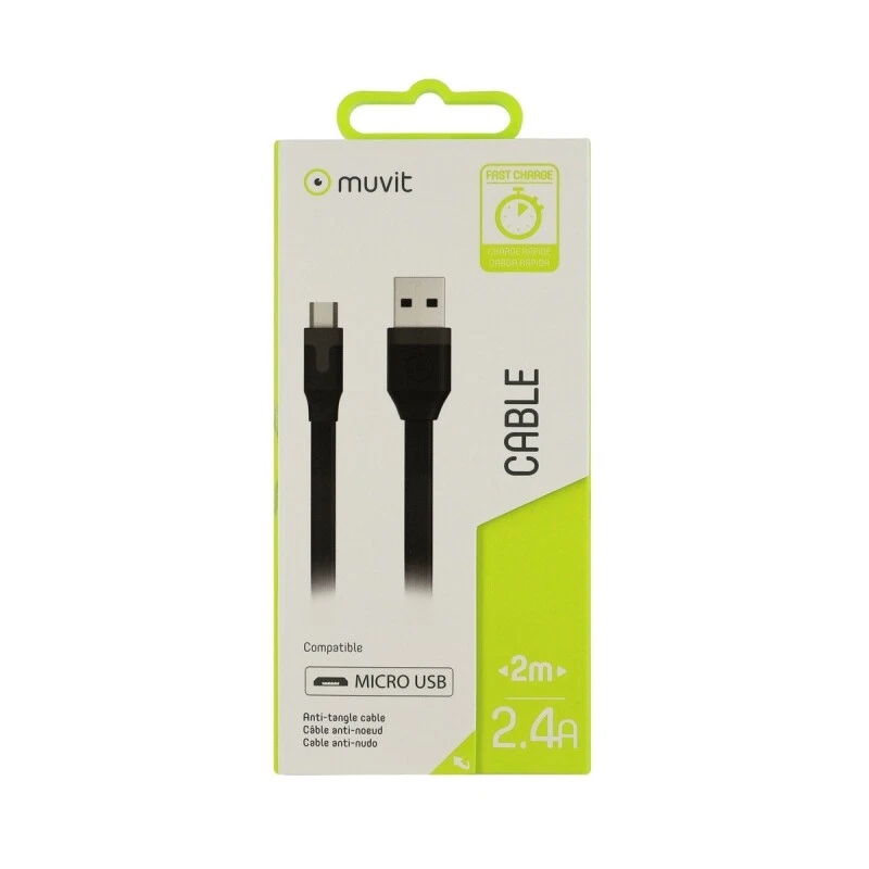 Cable Muvit USB-Micro USB 2.4A 2m negro - Imagen 2 de 2