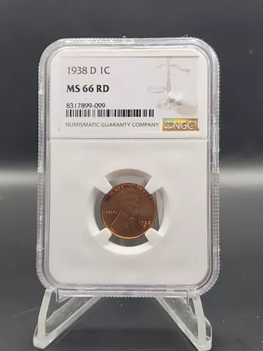 1938-D  1C RD  Lincoln Wheat One Cent NGC MS66RD