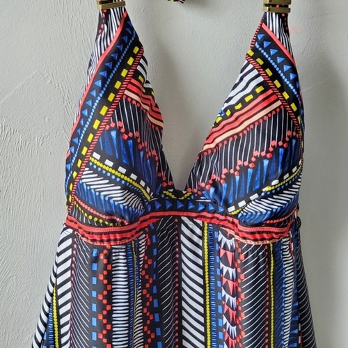 Costume da bagno donna Bar III Tankini extra large nero con supporto geometrico - Foto 2 di 9