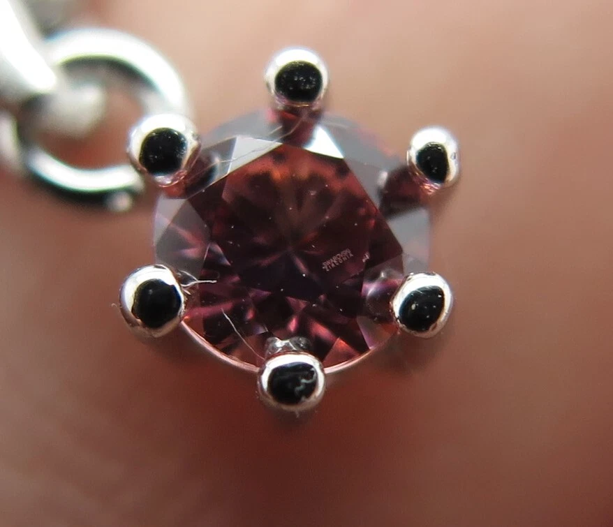 Collar de cadena de plata esterlina 925 Italia Swarovski elegante rosa-cristal 16-18" Foto 2 de 4