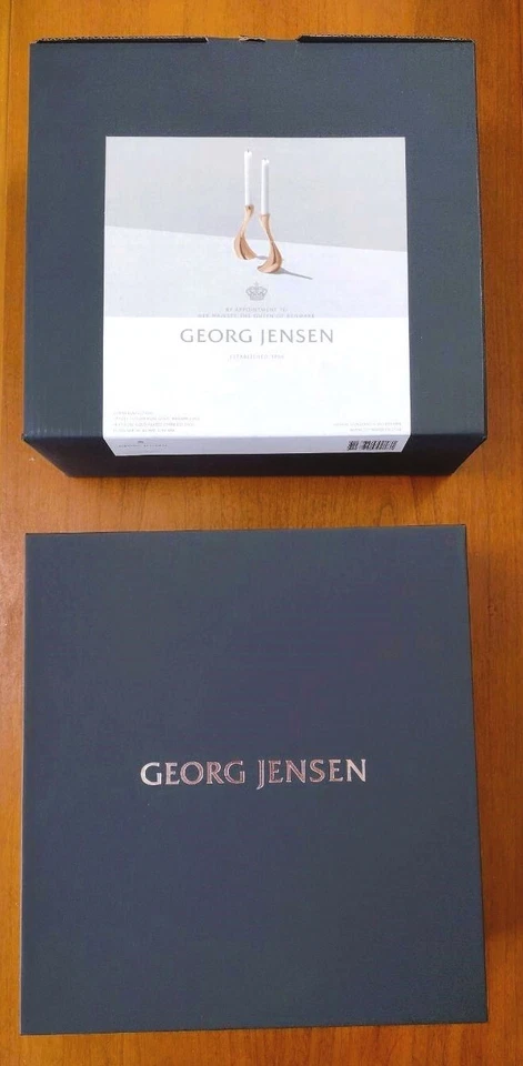 Комплект из 2 Georg Jensen Cobra розового золота подсвечник пара 7,87» H новый в коробке - Изображение 4 из 4